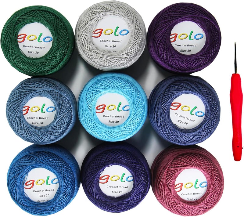 Golo Crochet Thread Embroidery Thread 10gX9 Crochet Yarn for Hand Knitting 20-9-3 - Image 1